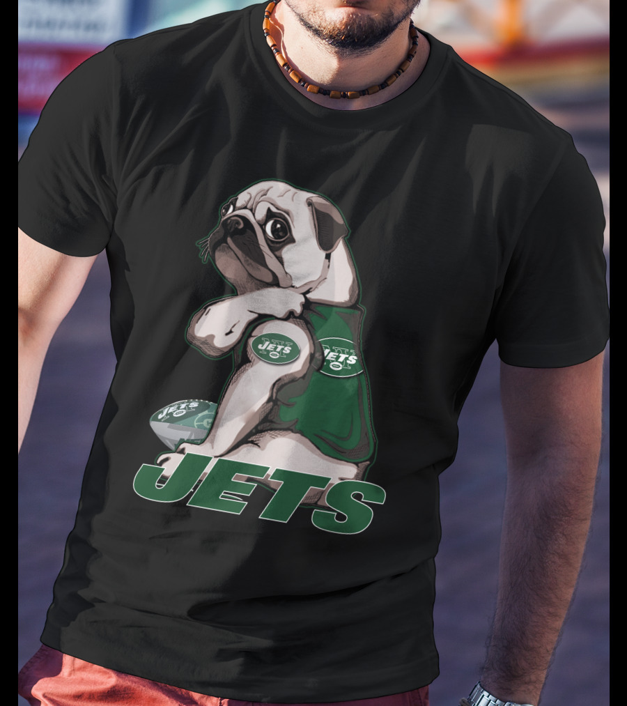 Pug Jets New York Football Fan T-Shirt