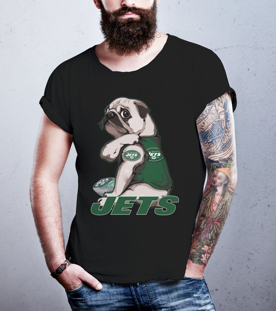 Pug Jets New York Football Fan T-Shirt
