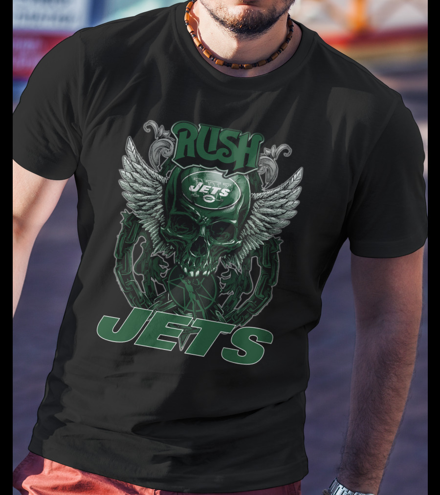 Rush Jets Skull Wings New York Football T-Shirt