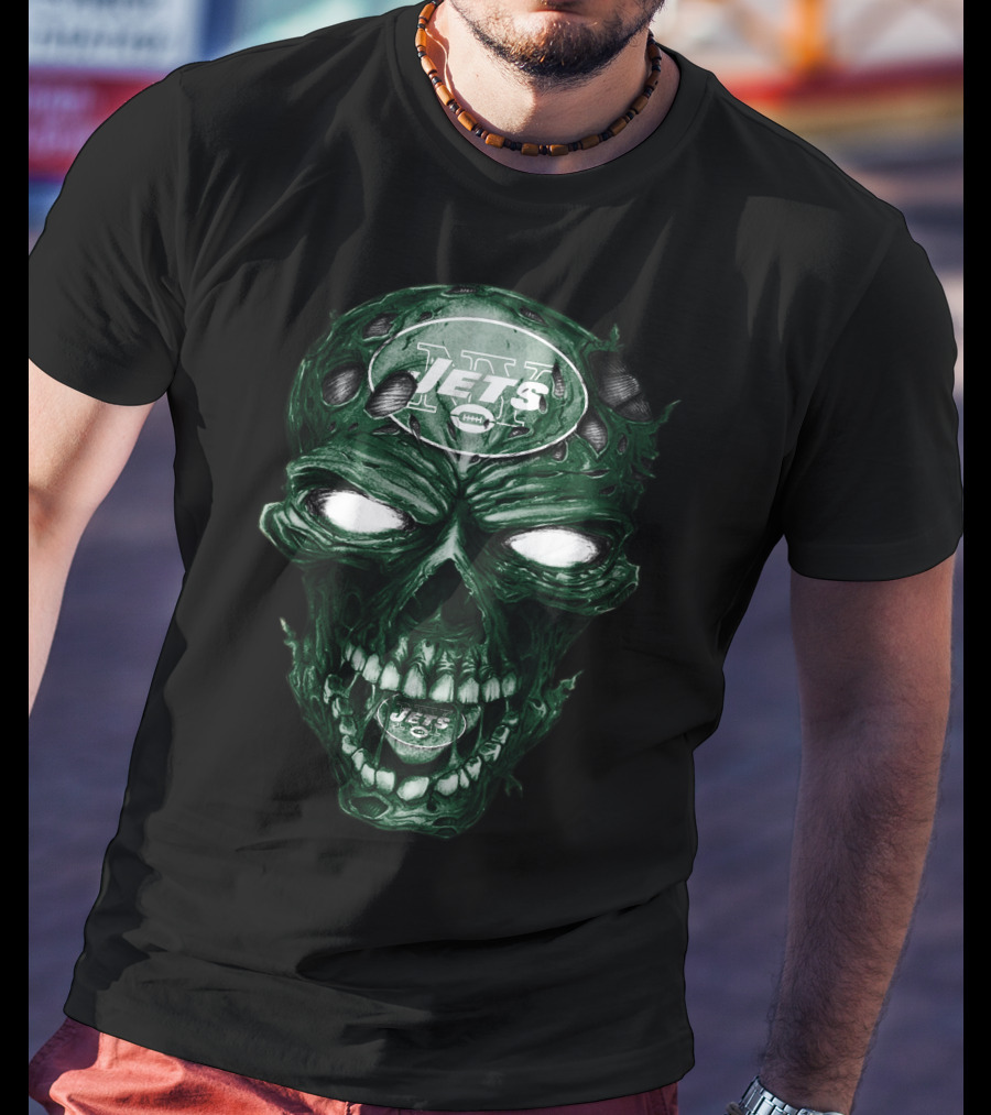 Skull V2 Jets New York NFL T-Shirt