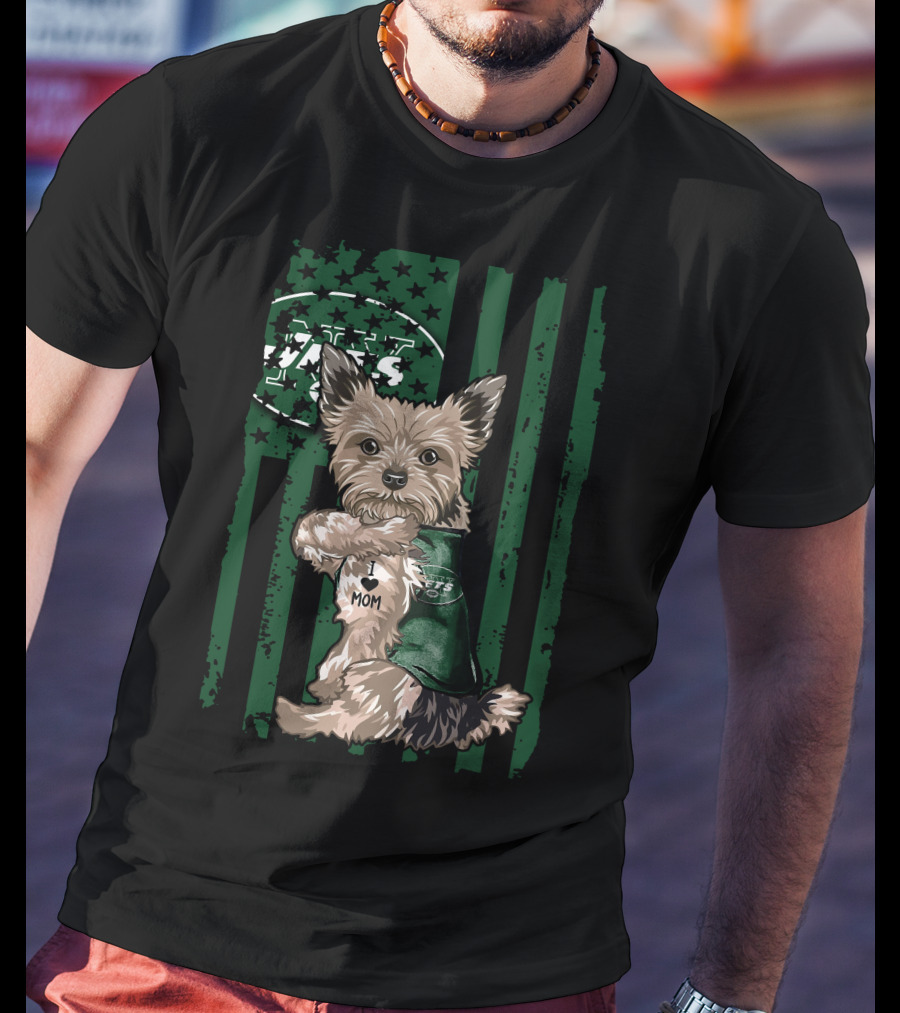 Yorkshire Terrier I Love Mom New York Jets T-Shirt