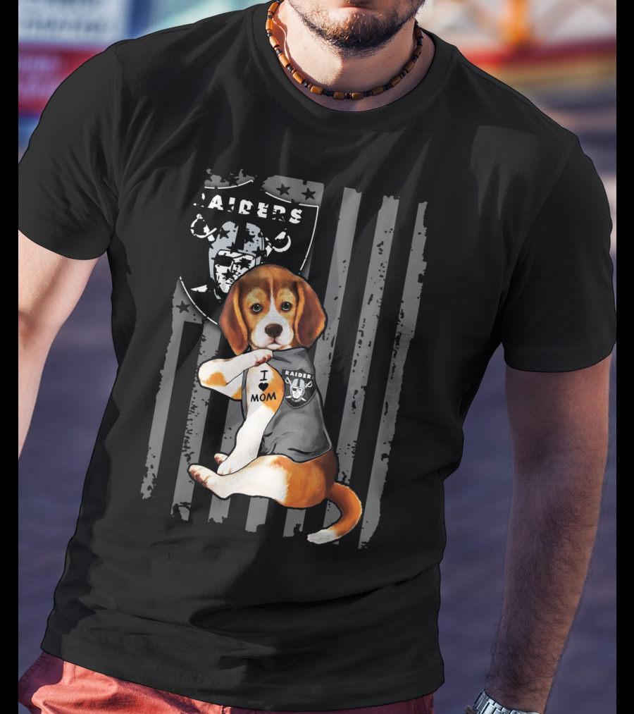 Beagle Raiders I Love Mom NFL Fan T-Shirt