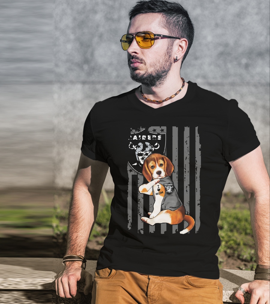 Beagle Raiders I Love Mom NFL Fan T-Shirt