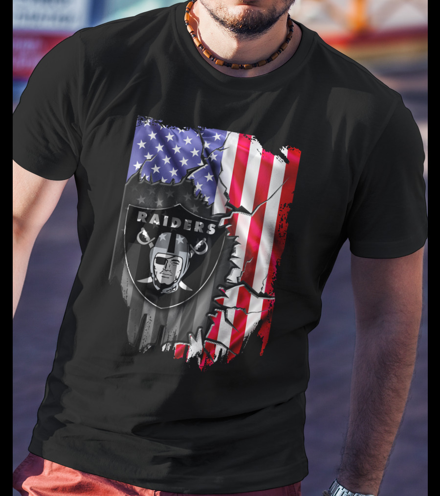 Flag V2 Raiders American Flag Patchwork T-Shirt