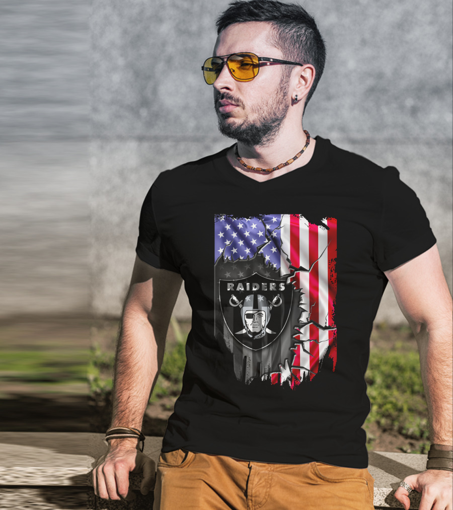 Flag V2 Raiders American Flag Patchwork T-Shirt