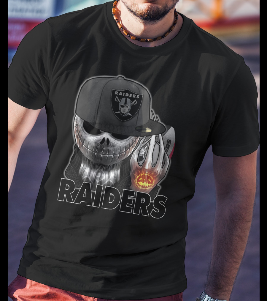 Jackskull Raiders Halloween Skull Holding Pumpkin T-Shirt