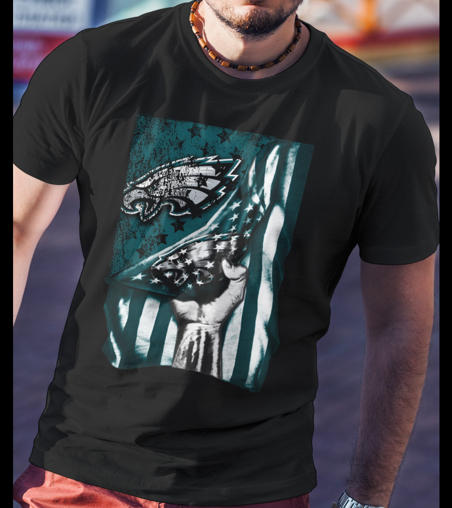 Philadelphia Eagles American Flag Fist Emblem T-Shirt