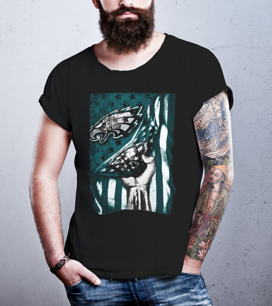 Philadelphia Eagles American Flag Fist Emblem T-Shirt