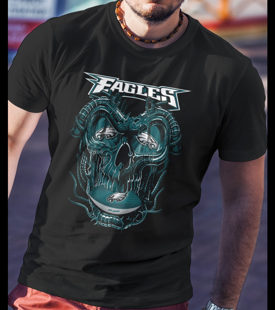 Philadelphia Eagles Dragonskull Fusion With Iconic Football Elements T-Shirt