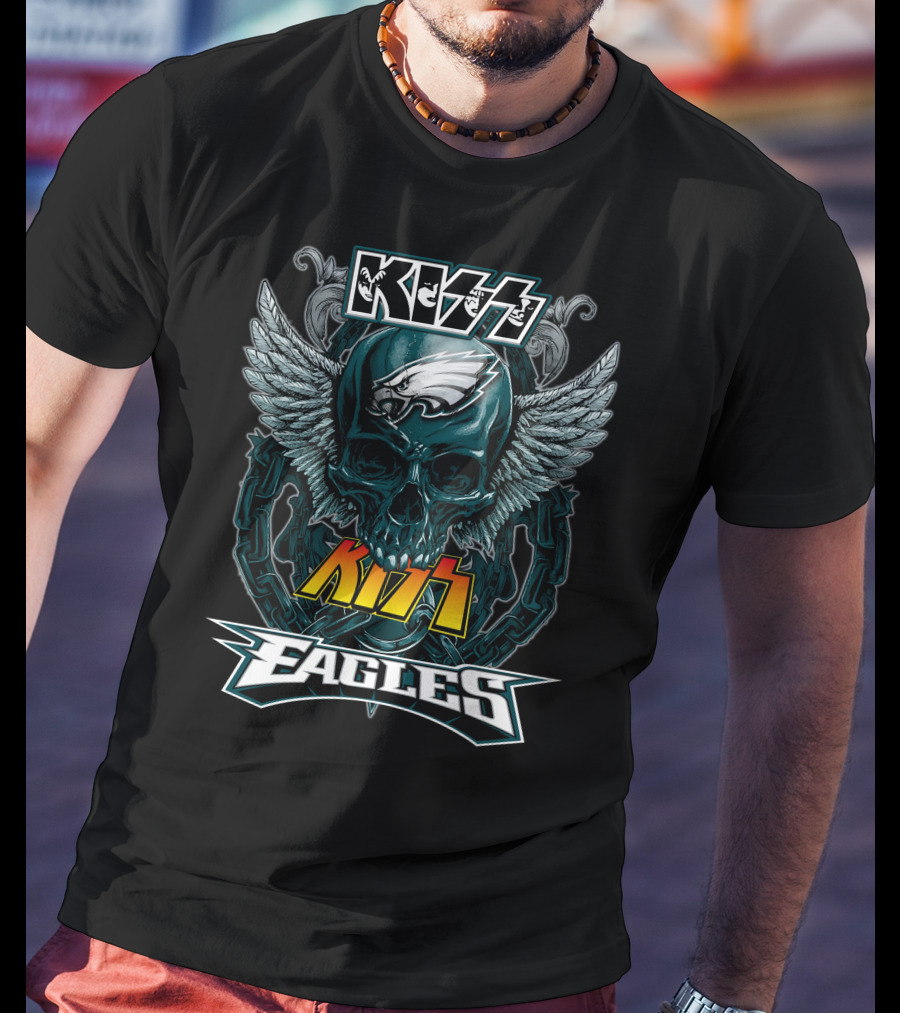Kiss Eagles Philadelphia Skull Wing T-Shirt