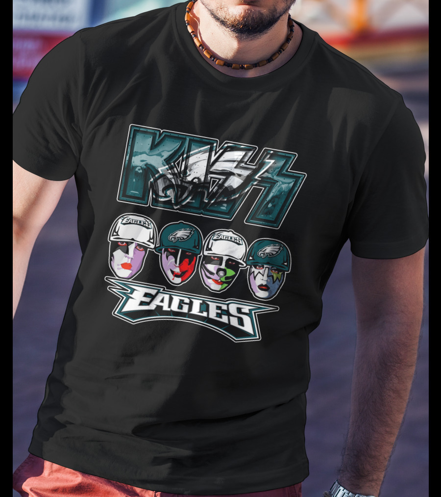 Kiss Band Meets Philadelphia Eagles Face Paint Fans T-Shirt