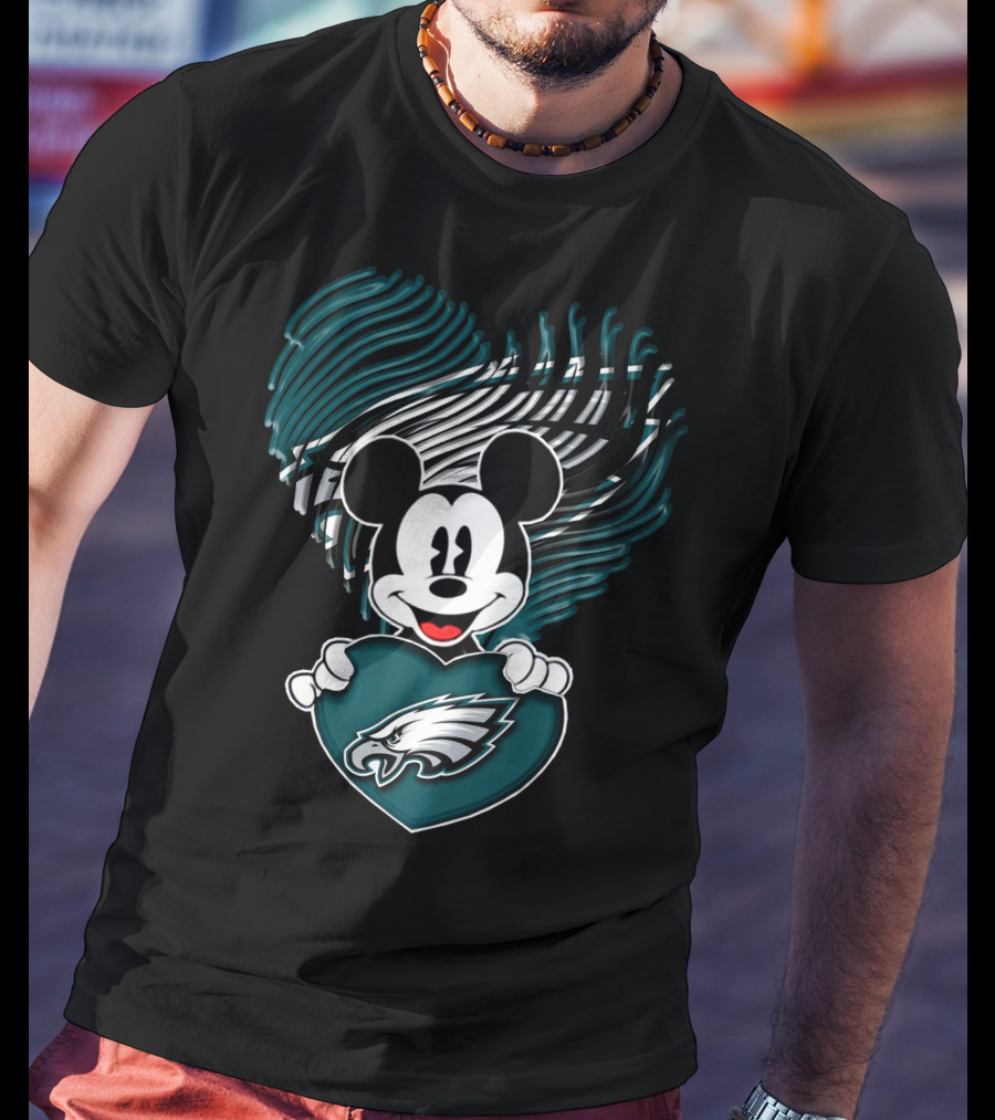 Philadelphia Eagles Heart Mickey Mouse T-Shirt