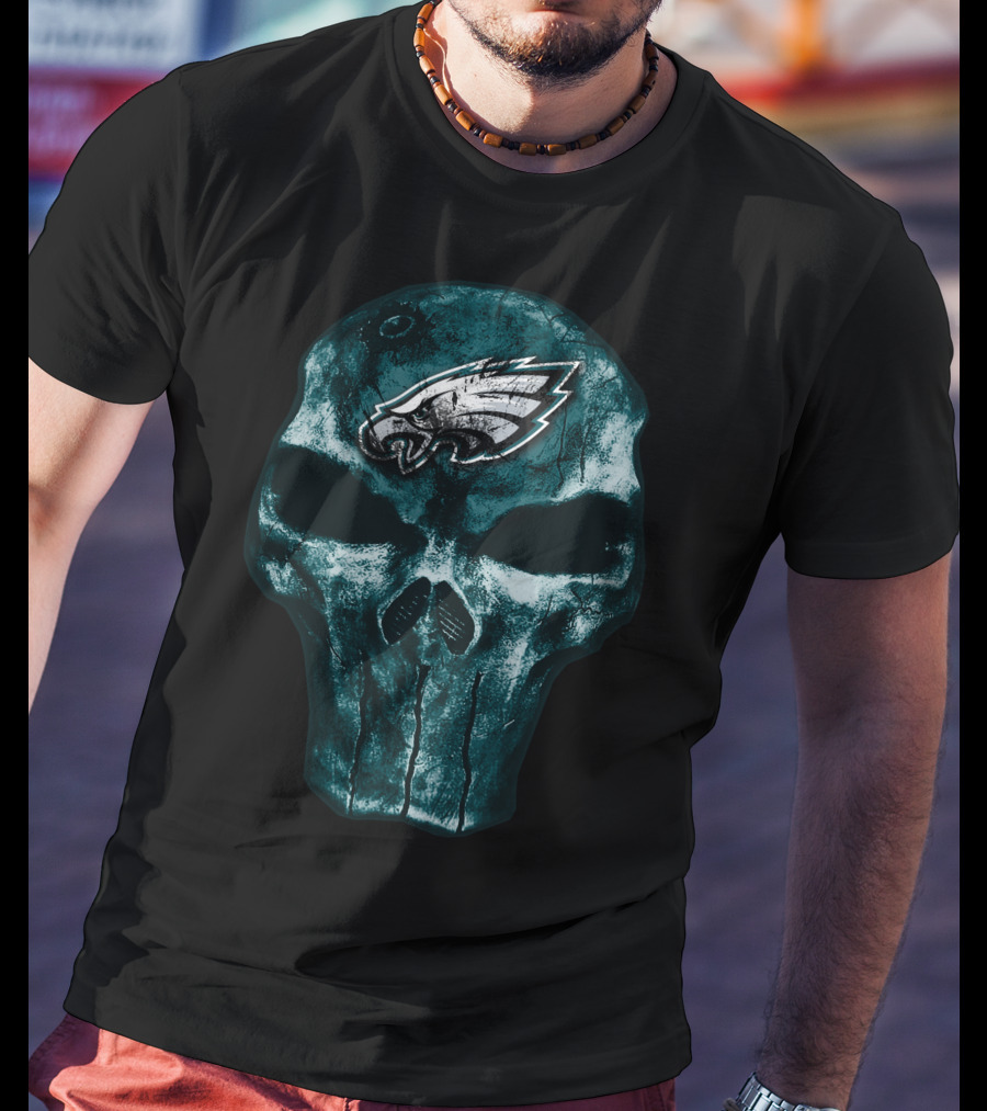 Skull V4 Philadelphia Eagles Emblem T-Shirt