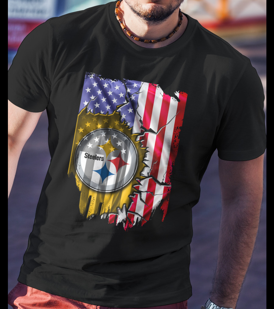USA Flag Pittsburgh Steelers Logo V2 T-Shirt