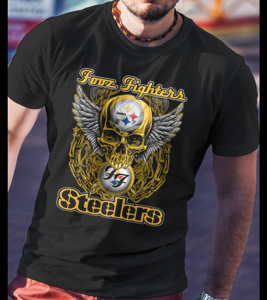 Foo Fighters Steelers Skull Wings T-Shirt