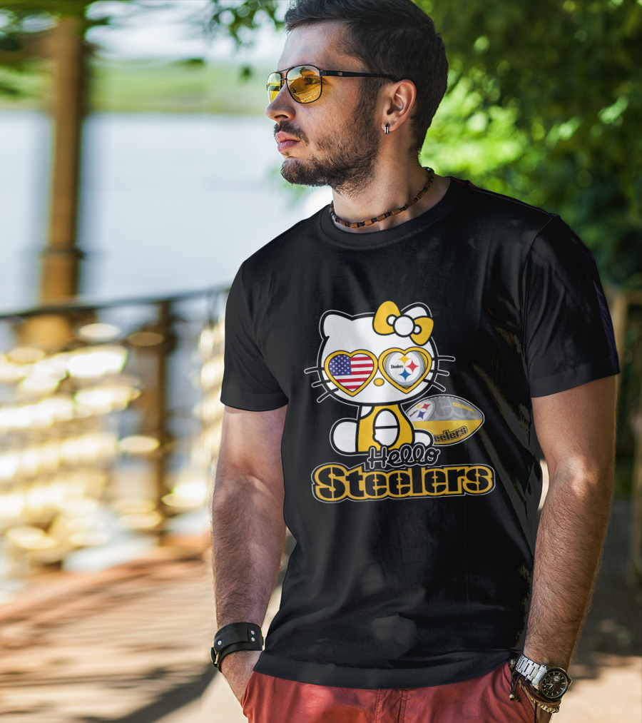 Hello Steelers Hello Kitty Pittsburgh Football T-Shirt