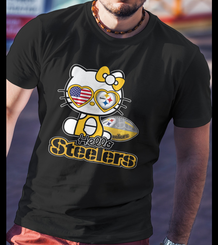 Hello Steelers Hello Kitty Pittsburgh Football T-Shirt