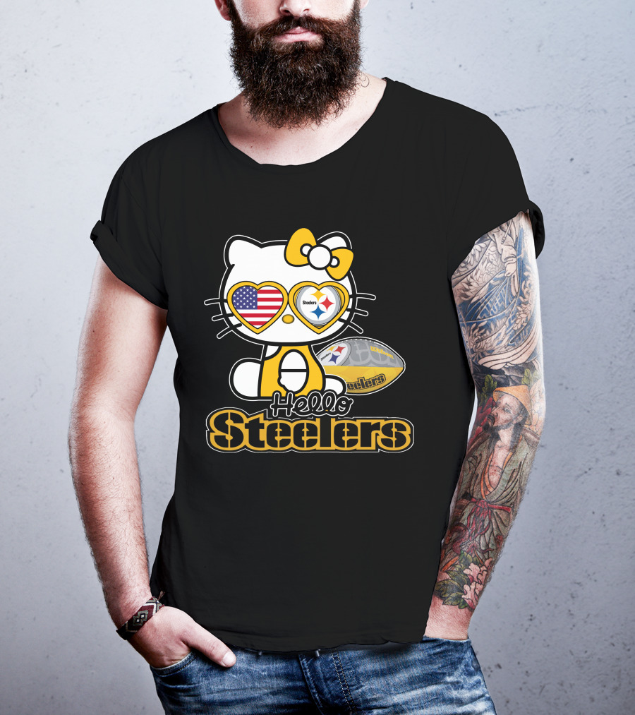 Hello Steelers Hello Kitty Pittsburgh Football T-Shirt