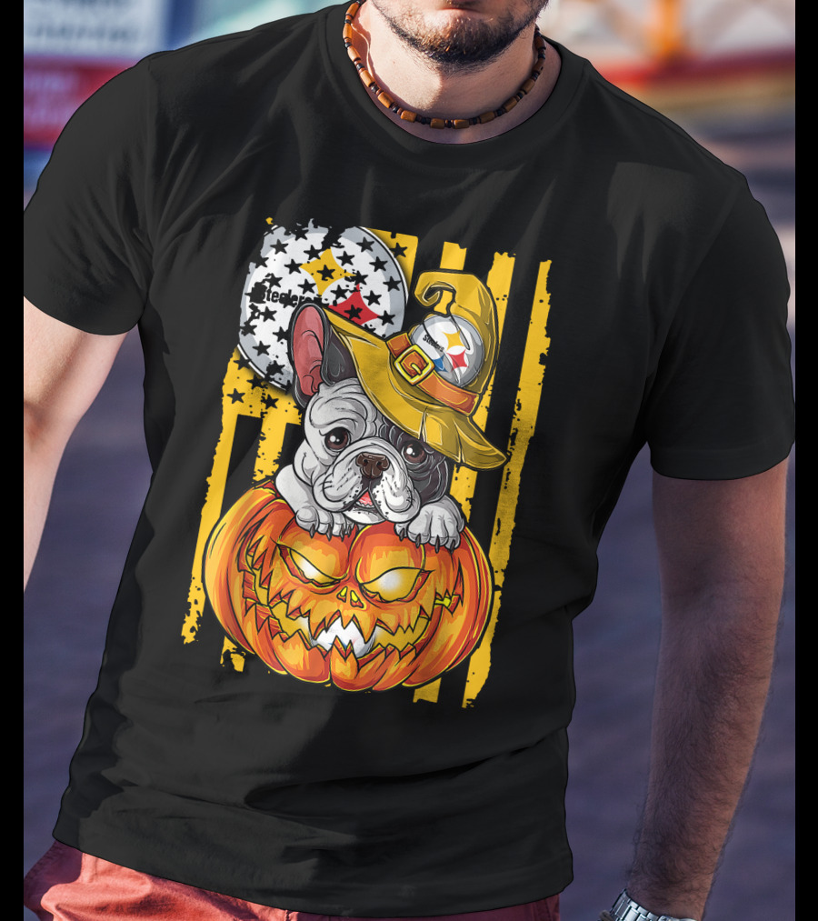 Steelers Bulldog Halloween Pumpkin Pittsburgh T-Shirt