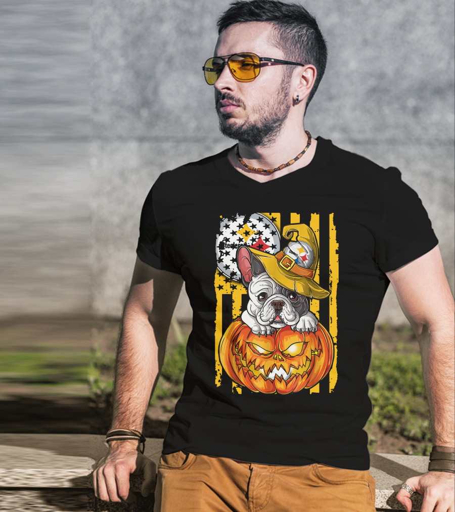 Steelers Bulldog Halloween Pumpkin Pittsburgh T-Shirt