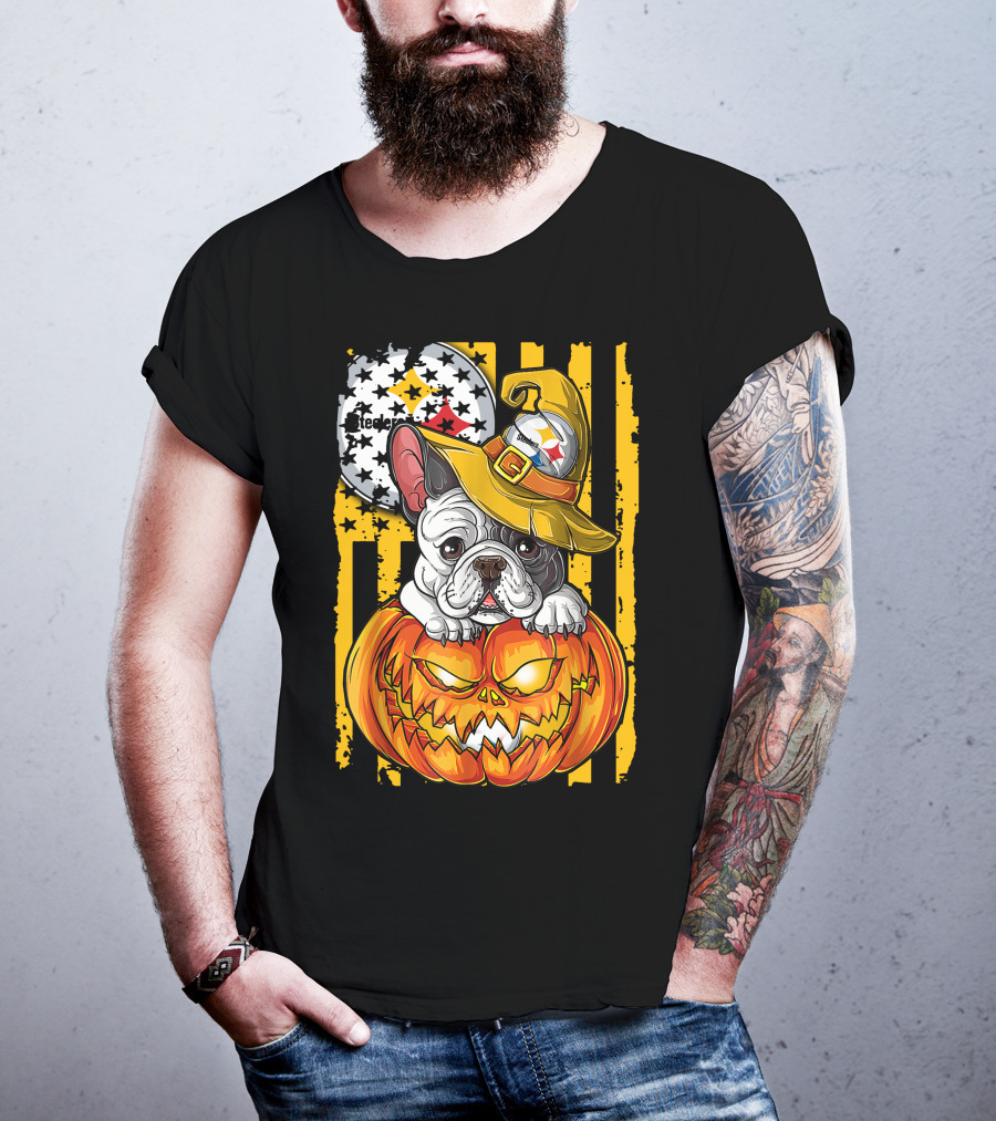 Steelers Bulldog Halloween Pumpkin Pittsburgh T-Shirt