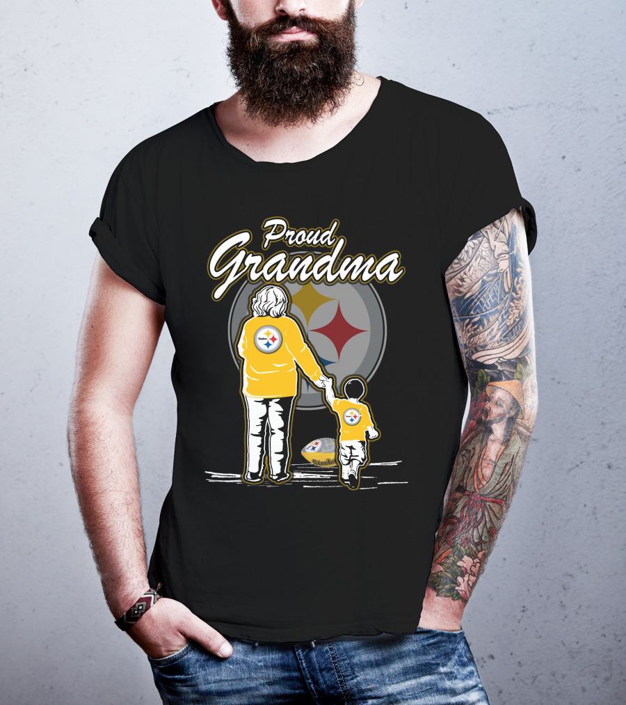 Proud Grandma Pittsburgh Steelers Football Family Fan T-Shirt