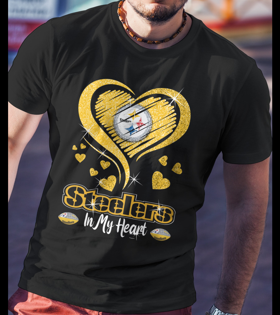 Steelers In My Heart Pittsburgh Sparkling Heart T-Shirt