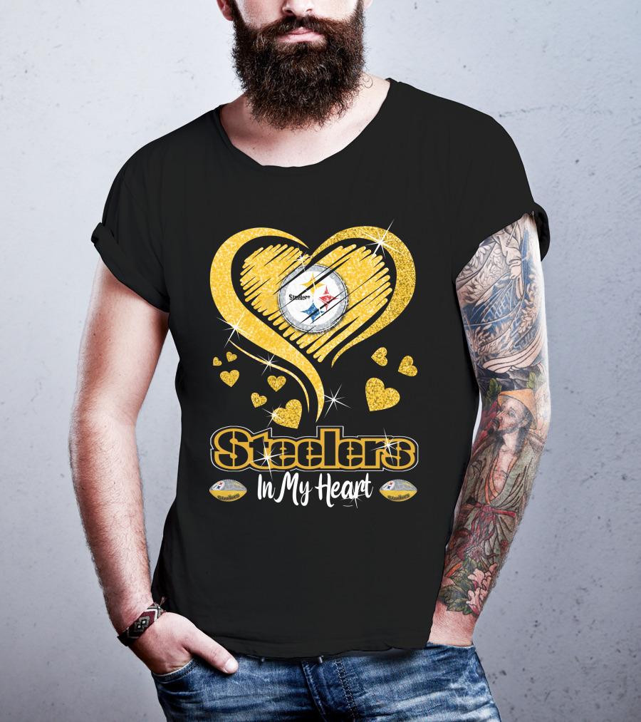 Steelers In My Heart Pittsburgh Sparkling Heart T-Shirt