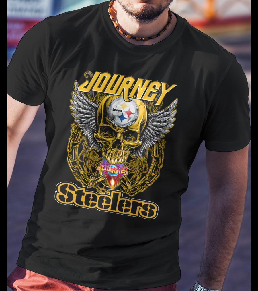 Journey Steelers Skull Wings Chain T-Shirt