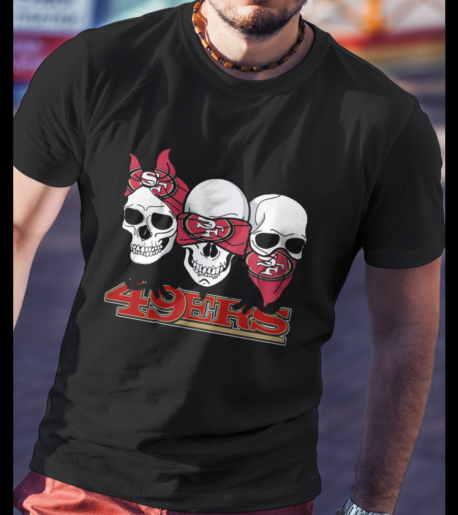 San Francisco 49ers Skull Trio With Bandanas T-Shirt