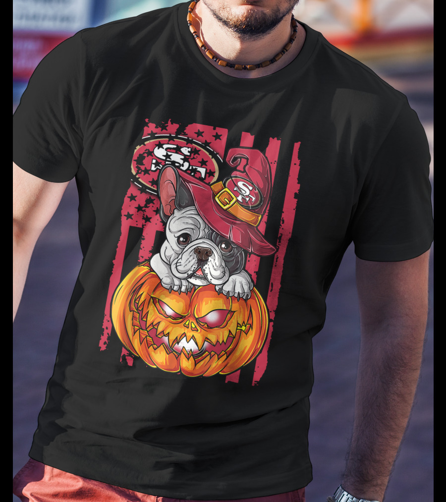 Hlw Bulldog San Francisco 49ers Halloween Pumpkin T-Shirt