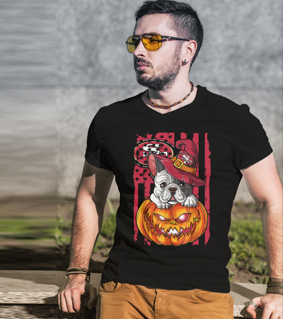 Hlw Bulldog San Francisco 49ers Halloween Pumpkin T-Shirt