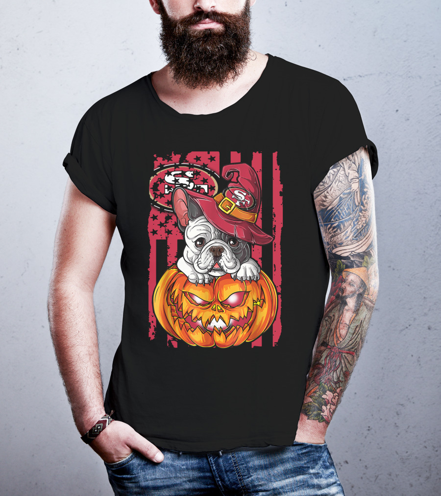 Hlw Bulldog San Francisco 49ers Halloween Pumpkin T-Shirt