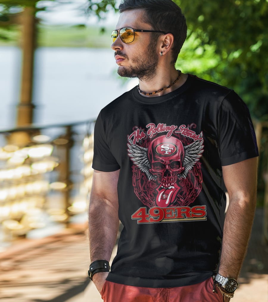 The Rolling Stones San Francisco 49ers Winged Skull And Tongue 49ers T-Shirt
