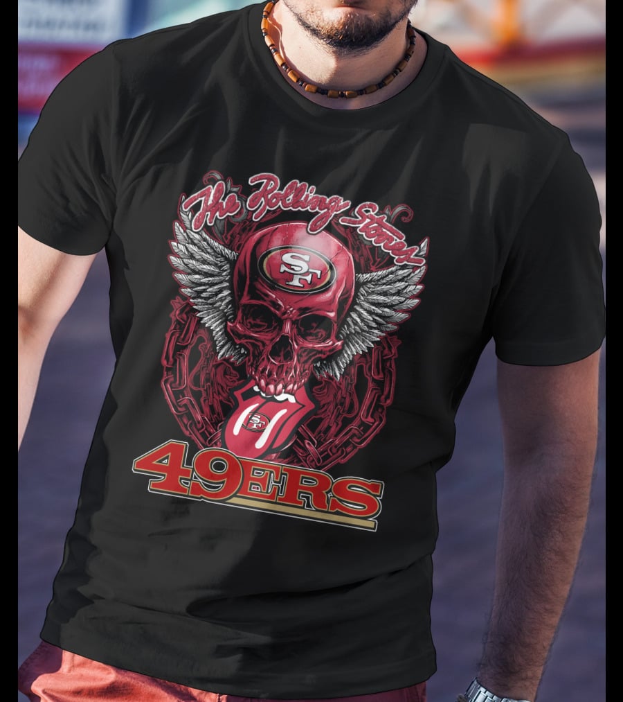 The Rolling Stones San Francisco 49ers Winged Skull And Tongue 49ers T-Shirt