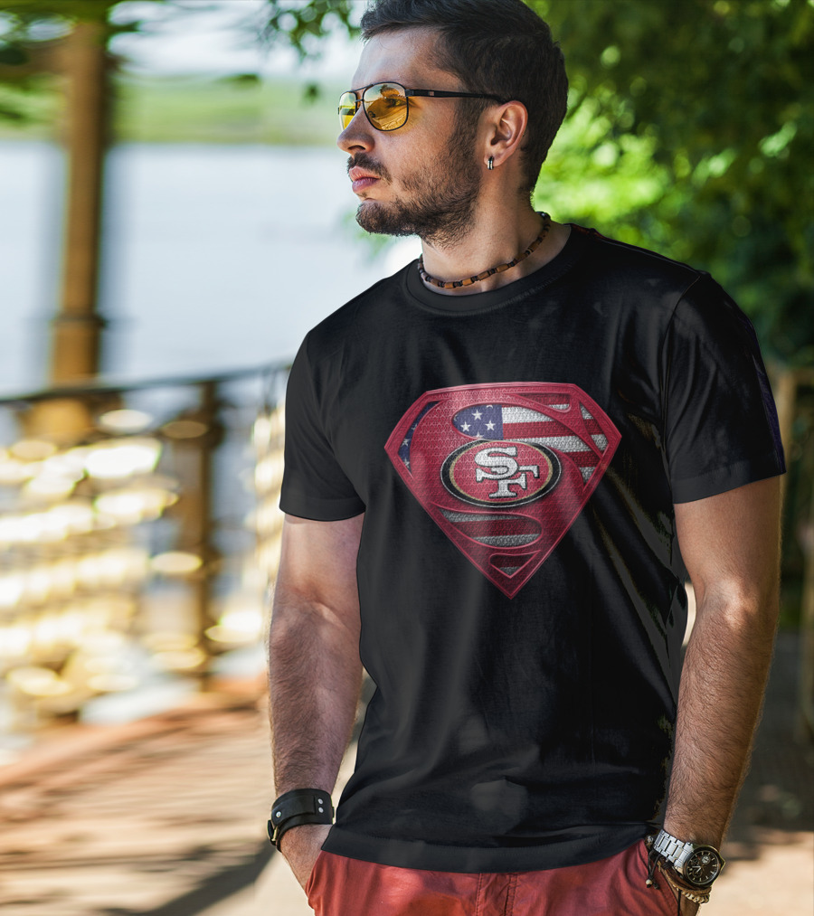 Superman San Francisco 49ers American Flag Logo Spm T-Shirt