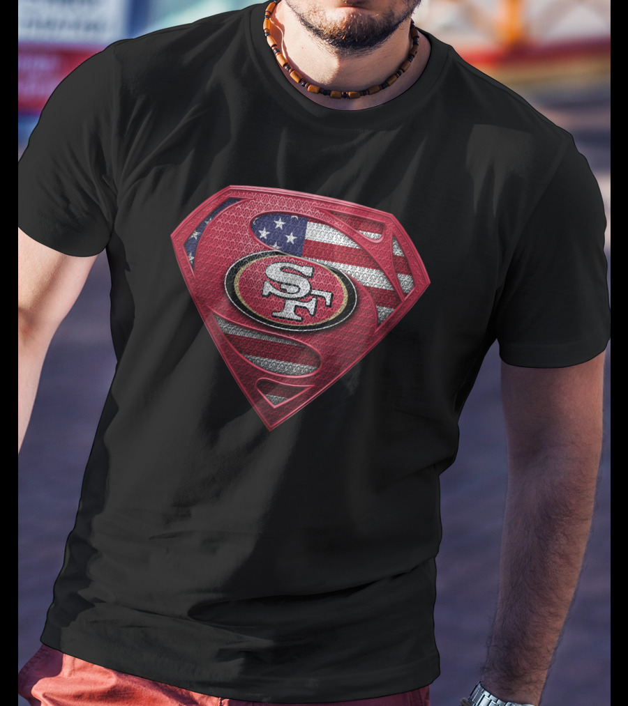 Superman San Francisco 49ers American Flag Logo Spm T-Shirt
