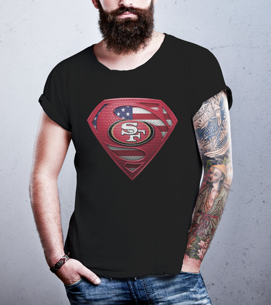 Superman San Francisco 49ers American Flag Logo Spm T-Shirt