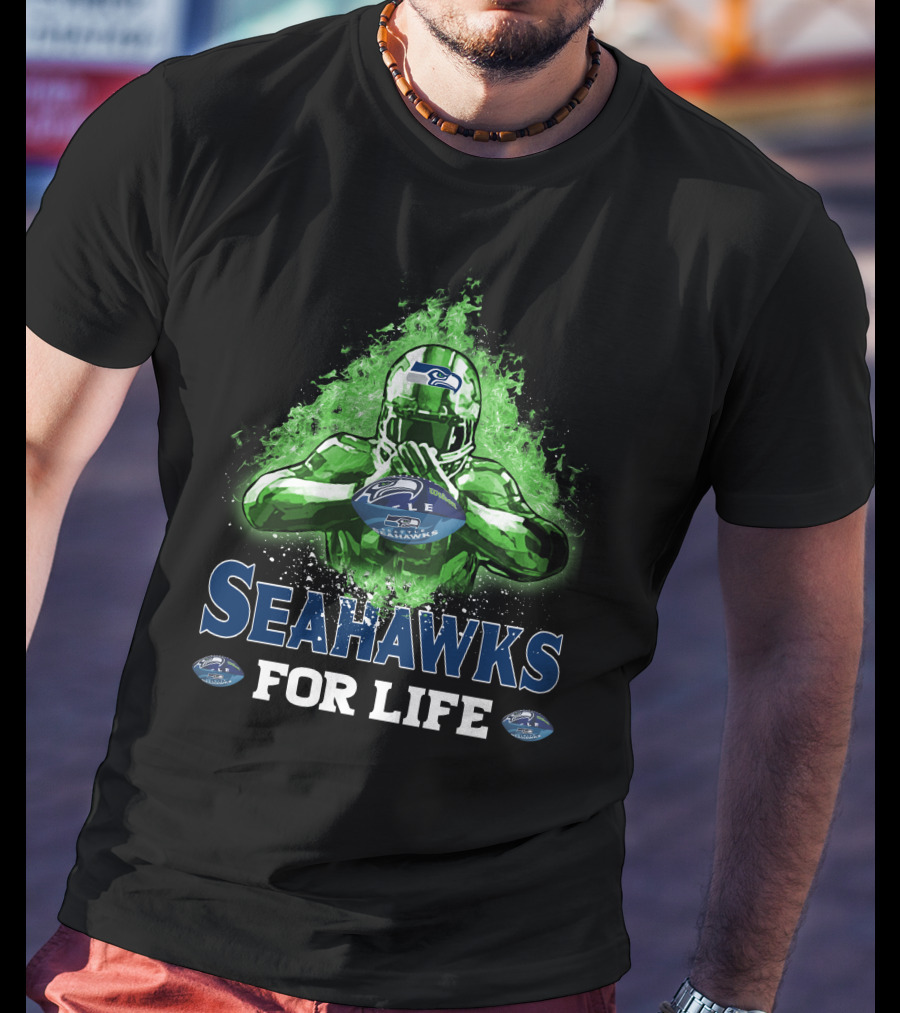 Seahawks For Life Seattle Football Fan Art Green Splash T-Shirt