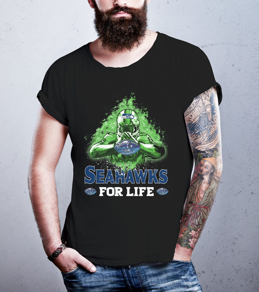 Seahawks For Life Seattle Football Fan Art Green Splash T-Shirt