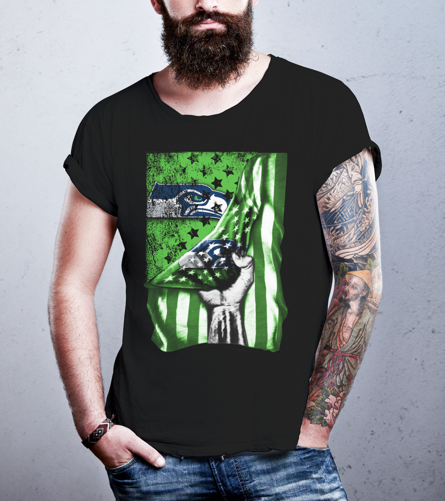 Seattle Seahawks Flag Stars And Stripes Concept T-Shirt