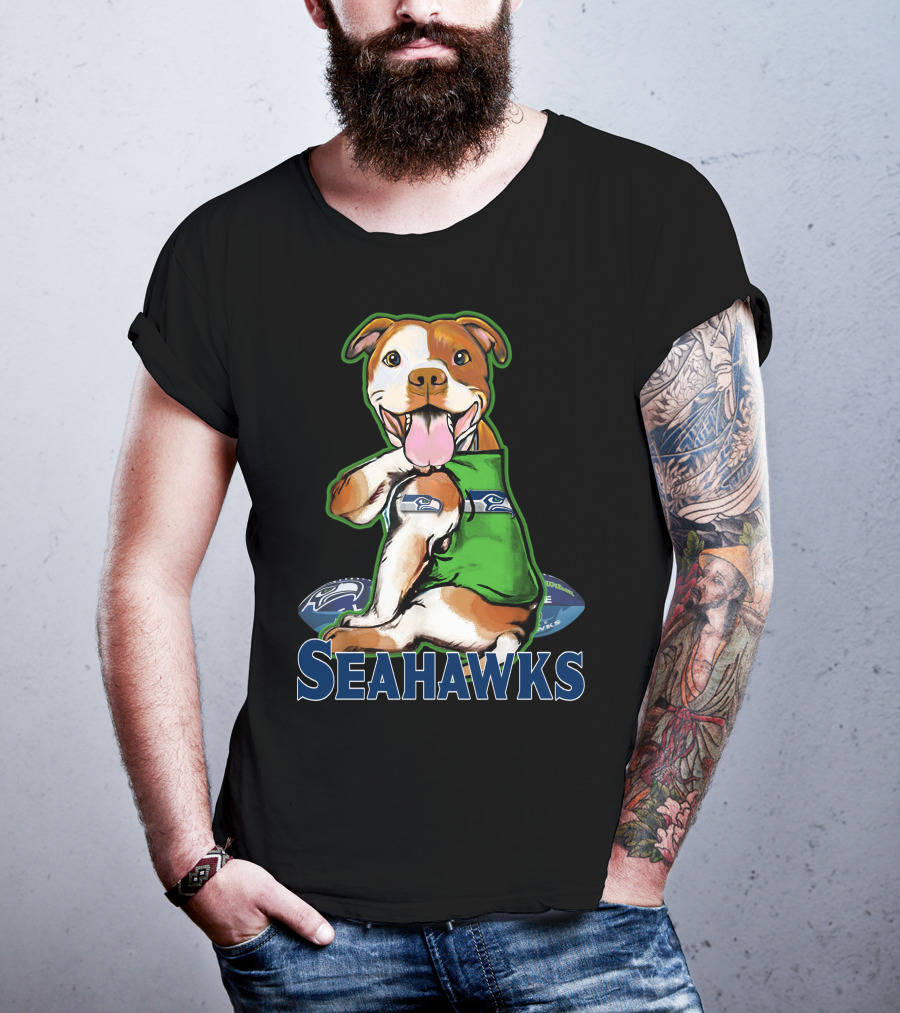 Pittbull Seattle Seahawks Fan Dog T-Shirt