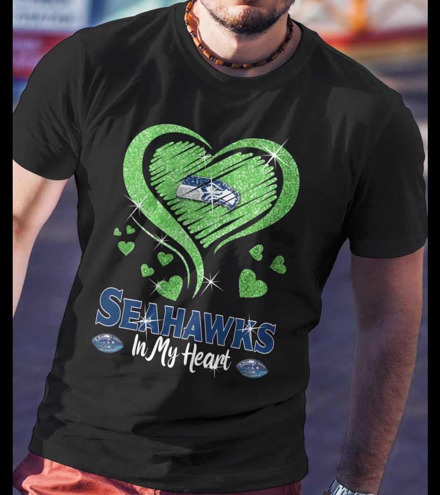 Seahawks In My Heart Sparkling Glitter Design With Team T-Shirt