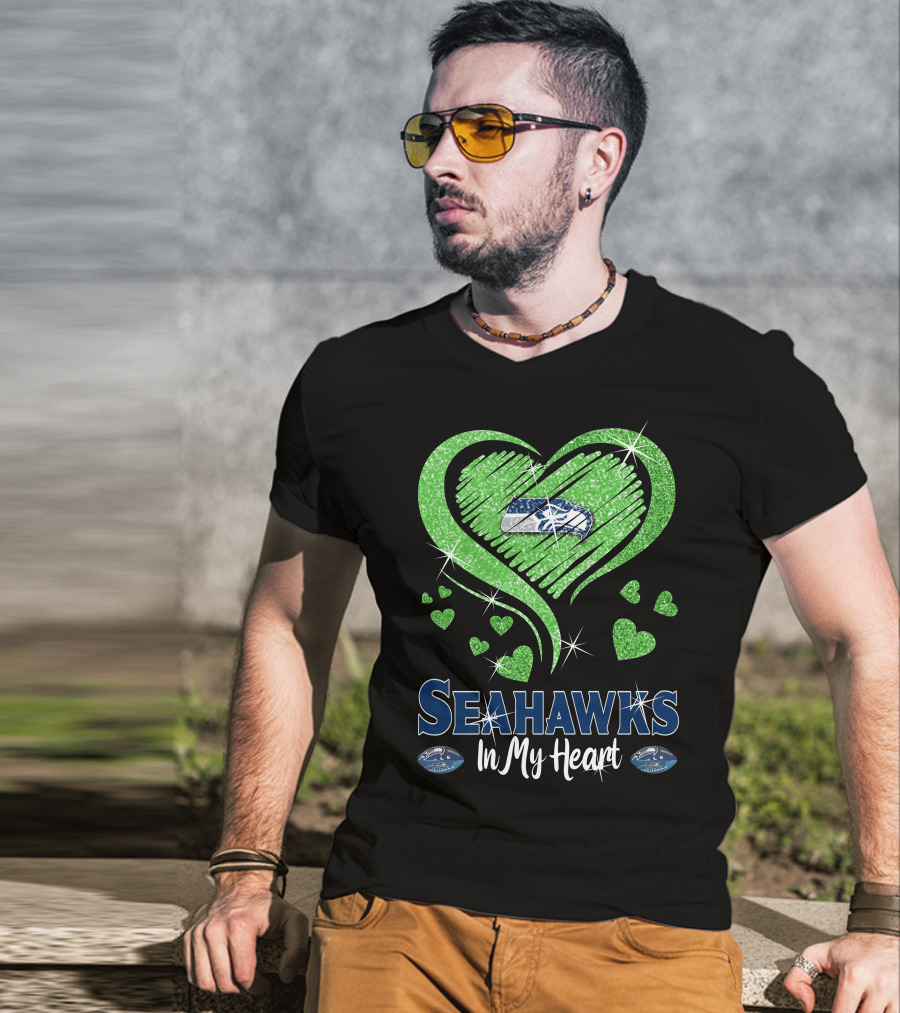 Seahawks In My Heart Sparkling Glitter Design With Team T-Shirt