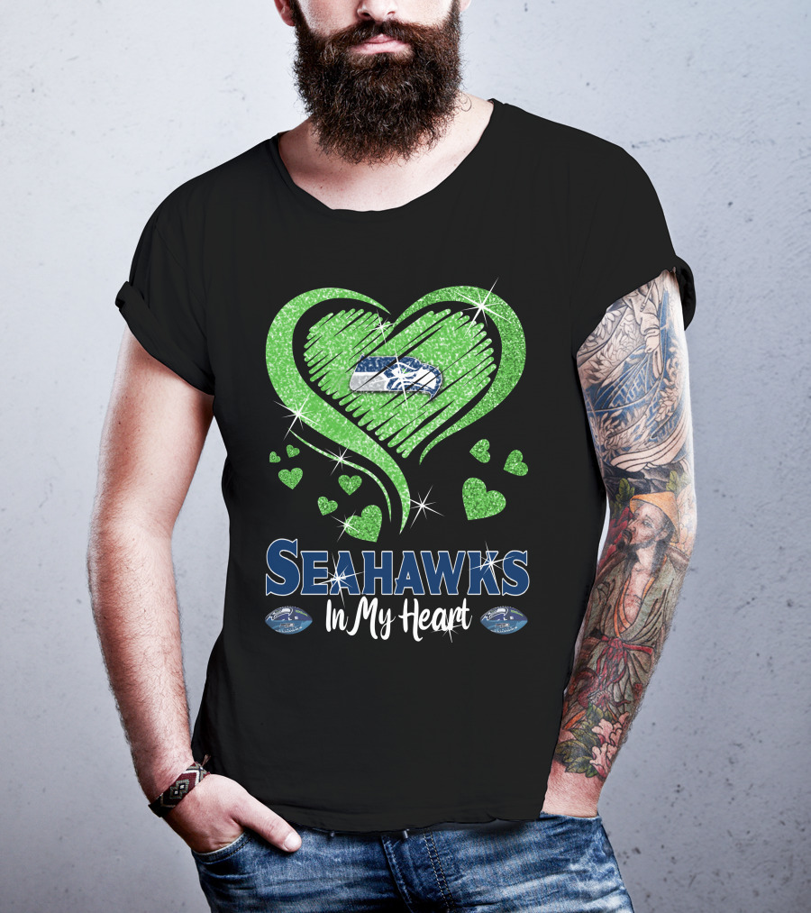Seahawks In My Heart Sparkling Glitter Design With Team T-Shirt