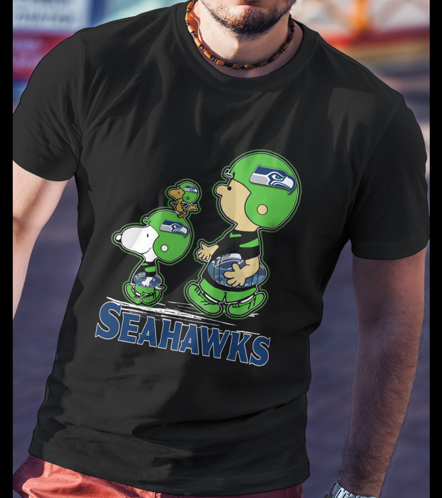 Snpfootball Seattle Seahawks Peanuts Characters Football Helmets Collaboration T-Shirt