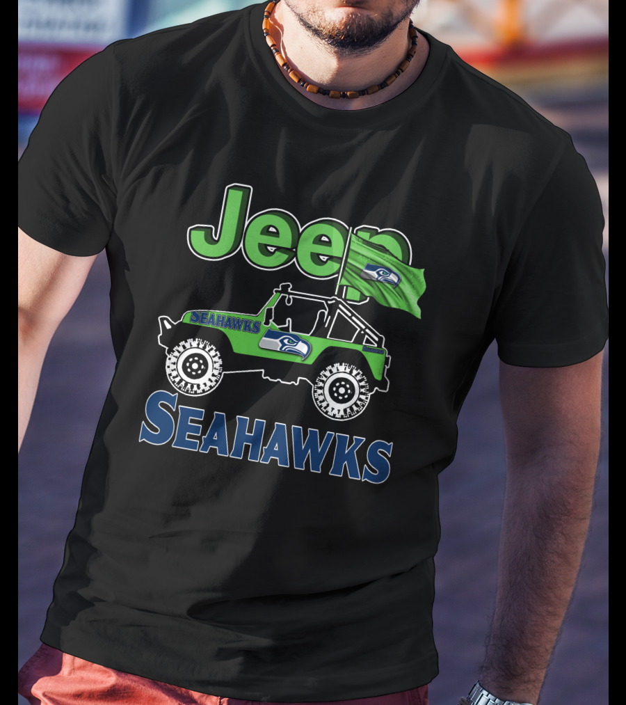 Jeep Seattle Seahawks Enthusiast Ride Flag T-Shirt