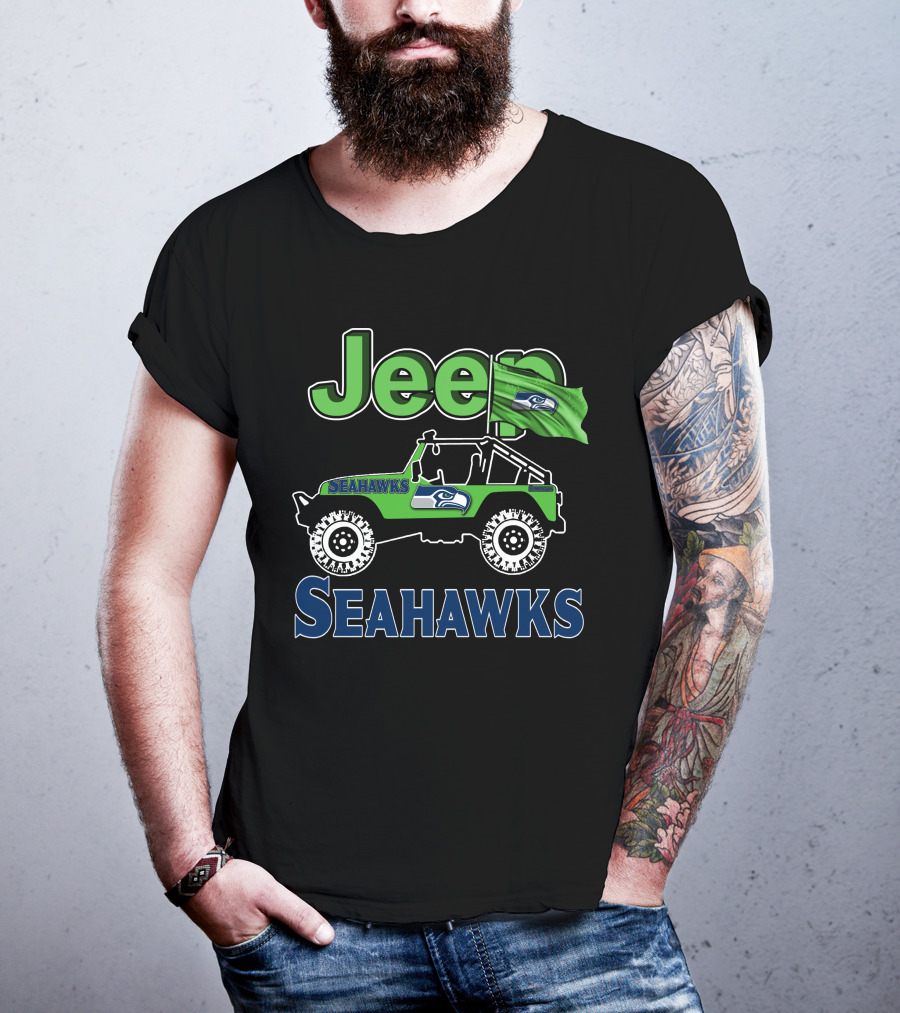 Jeep Seattle Seahawks Enthusiast Ride Flag T-Shirt