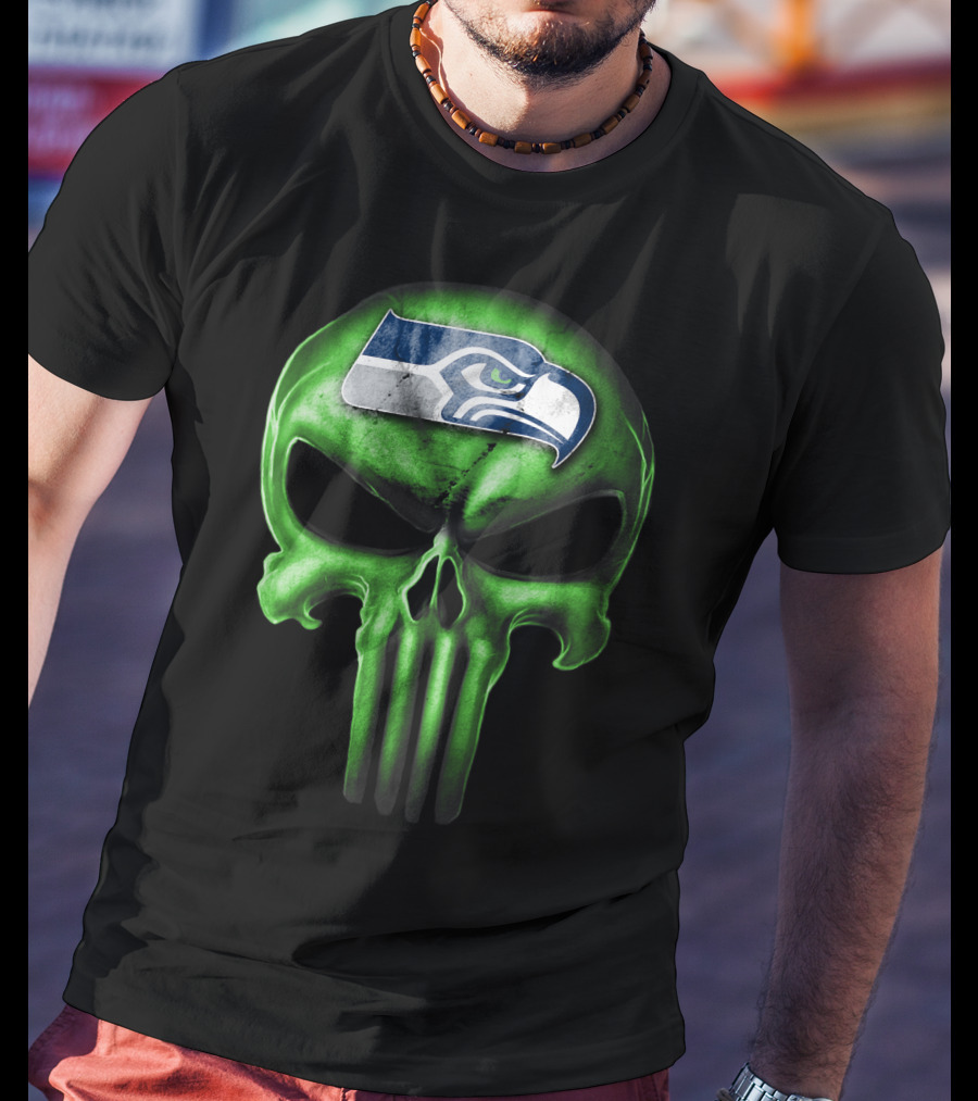 Skull V3 Seattle Seahawks Logo Green T-Shirt