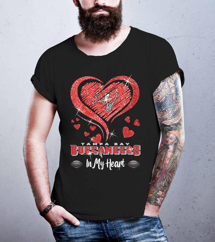Tampa Bay Buccaneers In My Heart Sparkling Love Football T-Shirt